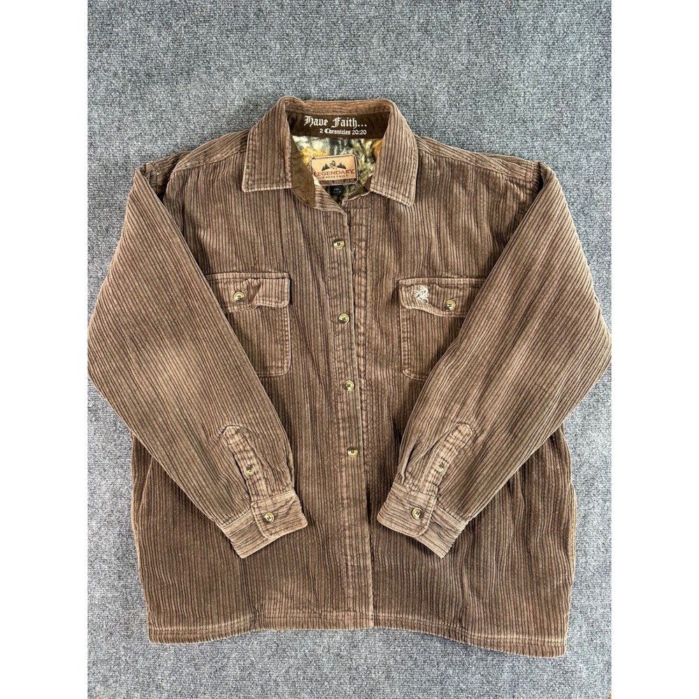 Legendary Whitetails Jacket Mens 2XL Corduroy Button Up Shirt Camo Lning‎